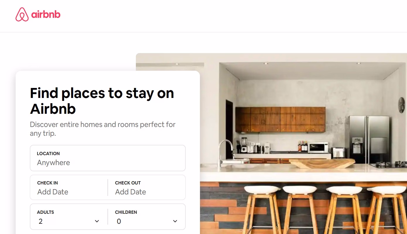 Airbnb Home Page Hyper Content Airbnb Home Page Screenshot