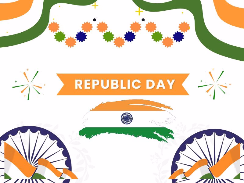 Indian Flag Flying High with Republic Day 2025 Message in Background
