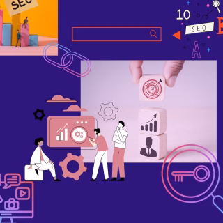 Icons Showing Seo Writing Benefits Like Higher Ranking Traffic Boost and Content Optimization
