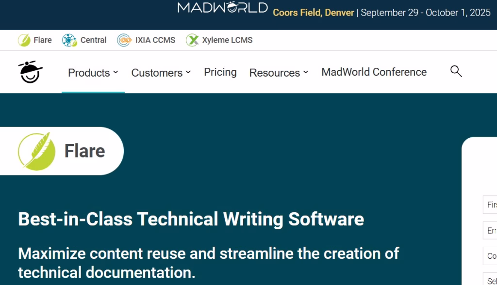 MadCap Flare Home Page Hyper Content Home Page of Madcap Flare