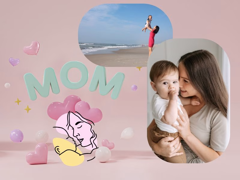 Mother and Child Sharing a Joyful Moment with Happy Mothers Day Text