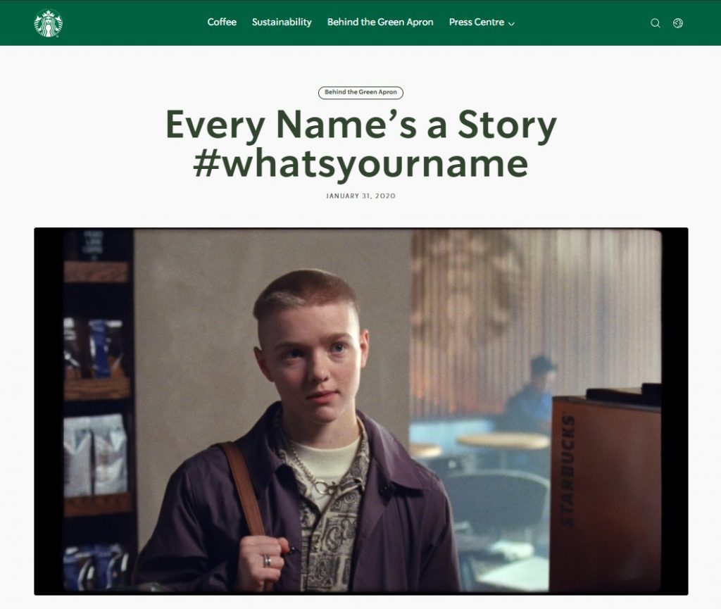 Starbucks WhatsYourName Campaign Hyper Content Blog Starbucks Cup Showing a Customers Chosen Name