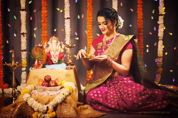 Short Status Line for Ganesh Chaturthi with Festive Background