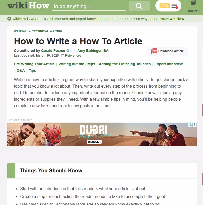 Notebook and Pen with Checklist for Writing a How to Article