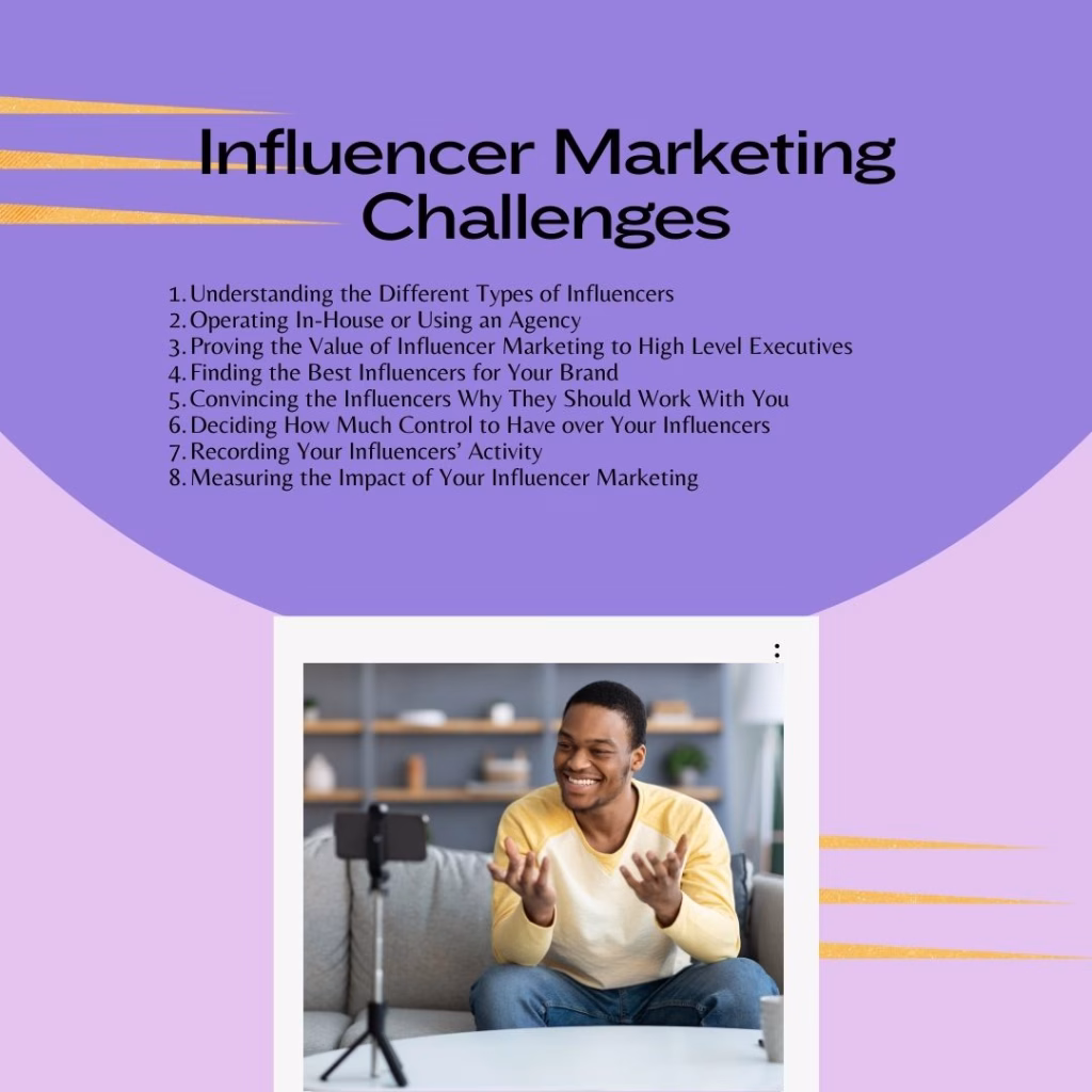 Infographic Highlighting Major Influencer Marketing Challenges Including Fake Followers Low Engagement Budget Issues and Campaign Measurement
