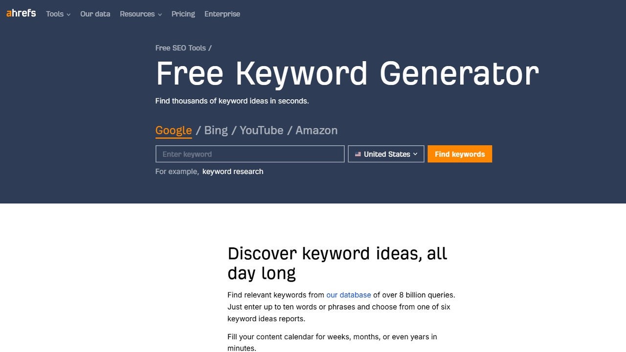 Image highlighting home page of Ahrefs Hyper Content Blog Home Page of Ahrefs