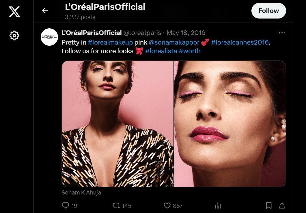 lorealparistwitterpost Hyper Content Blog Twitter Post of Loreal Paris