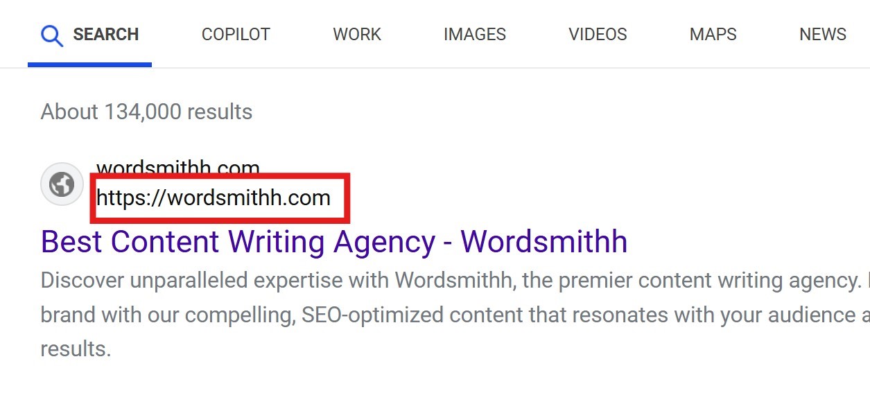 urlofwordsmithh Hyper Content Blog Example of Url on Google