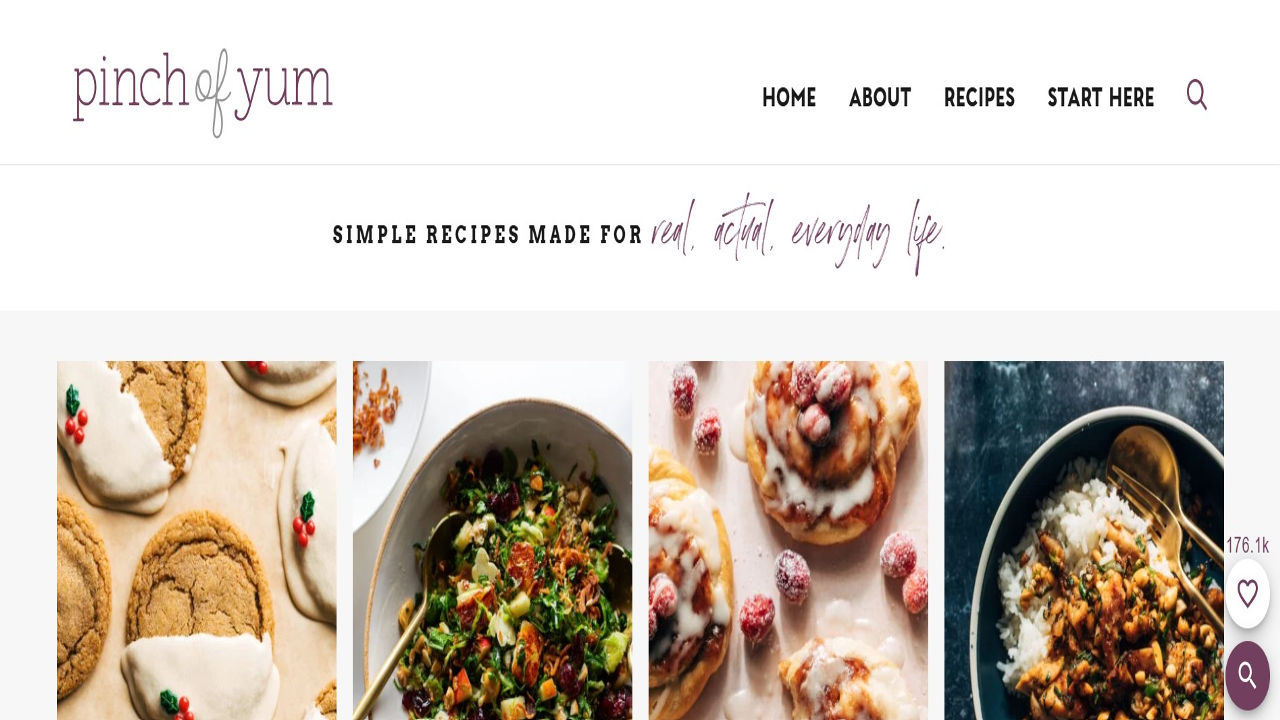 Pinch of yum food blog Hyper Content Blog Homepage of Pinch of Yum Blog