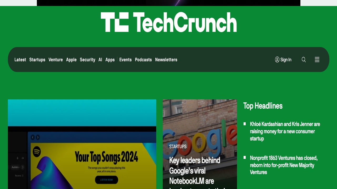 Techcrunch technology blog Hyper Content Blog Homepage of Techcrunch Blog