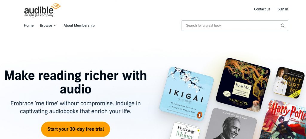 Amazon Audible Listen to Books Anytime Anywhere Hyper Content Blog Amazon Audible App Showing Audiobook Player